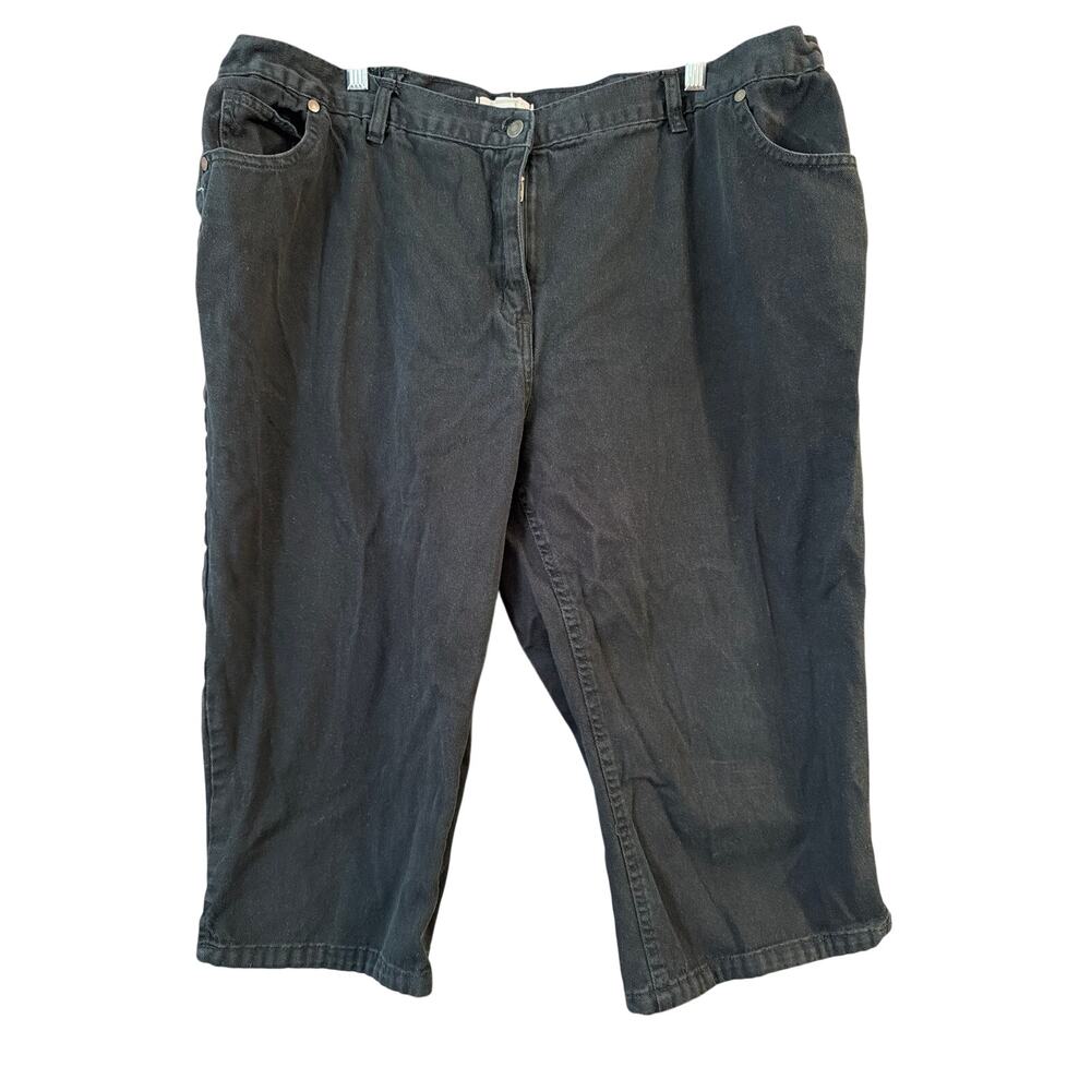 Woman Within Women's Plus Size Black Wash Denim Jean Capri Shorts Size 22W